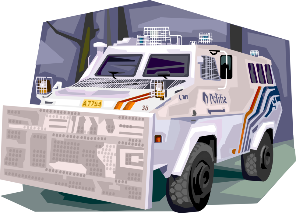 Vector Illustration of Belgium Police Federale Armored Personnel Carrier Vehicle