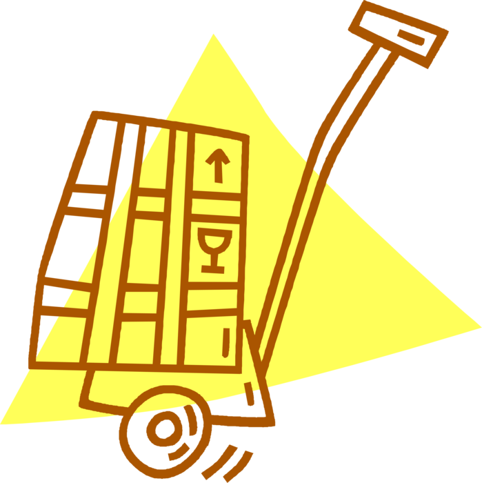 Vector Illustration of Box-Moving Handcart Dolly or Hand Truck