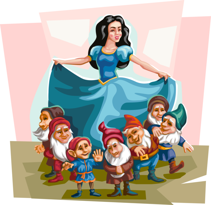 Vector Illustration of Fable Characters Based on Snow White Fable