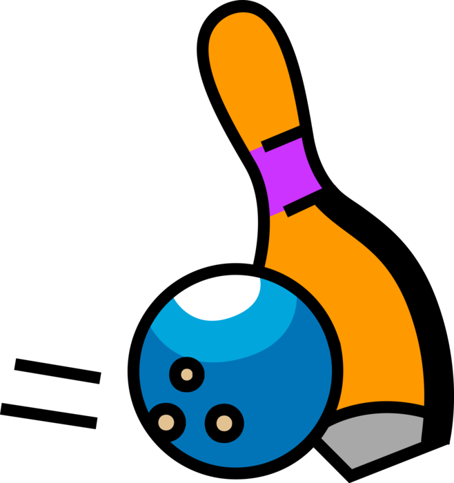 Vector Illustration of Sports Equipment Bowling Ball and Pin in Bowling Alley