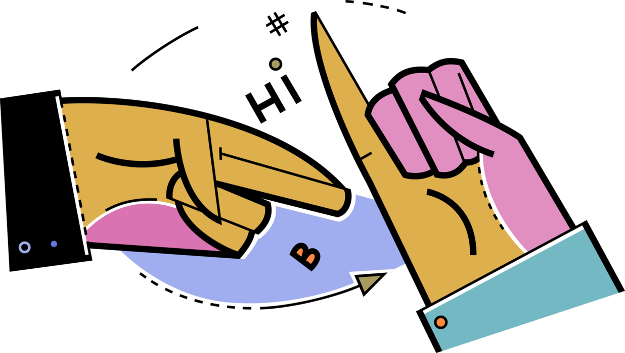 Vector Illustration of Hand Gestures Manual Communication Sign Language used by the Deaf