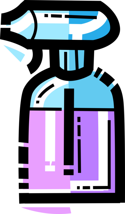 Vector Illustration of Plastic Spray Bottle Squirts, Sprays or Mists Fluids