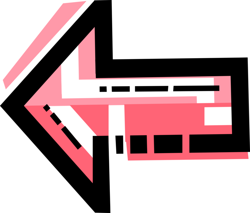 Vector Illustration of Backwards Direction Arrow Pointer Indicates Reversal, Opposite Way, Turn Around