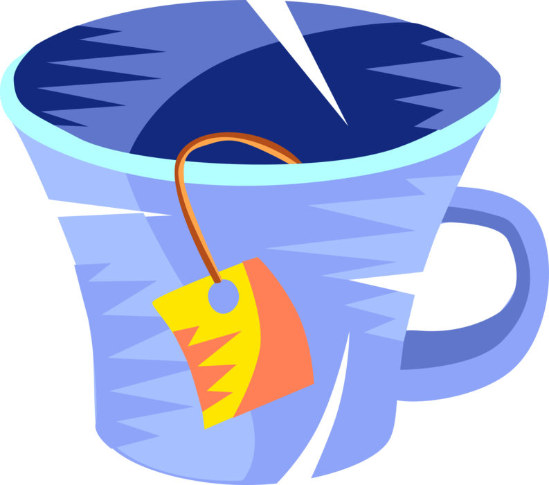 Vector Illustration of Cup of Steeped Tea with Tea Bag in Teacup