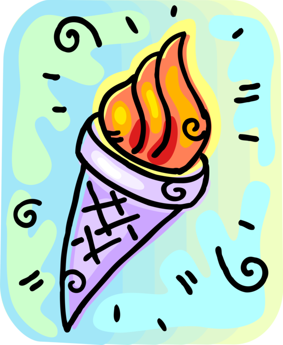 Vector Illustration of Torch Flame Symbol of Olympic Games Commemorates Theft of Fire from Greek God Zeus