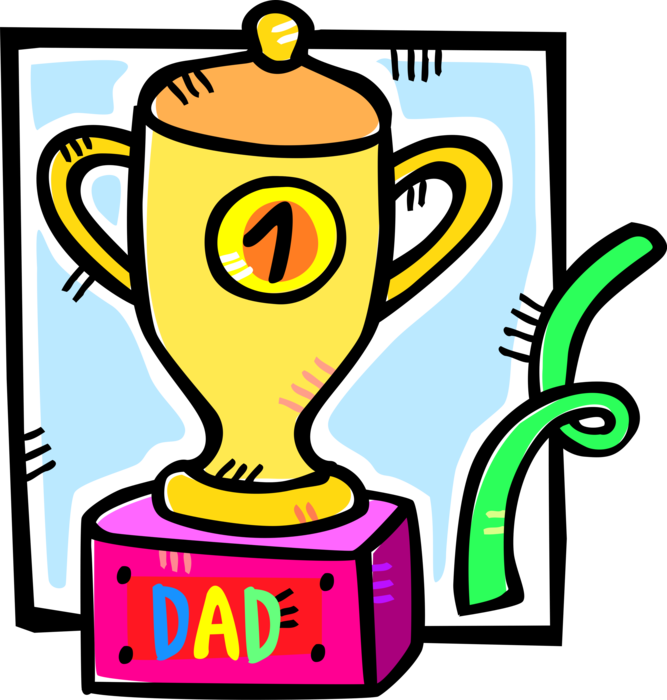 Vector Illustration of Father's Day Winner's Trophy Prize Award Recognizes Number One Best Dad