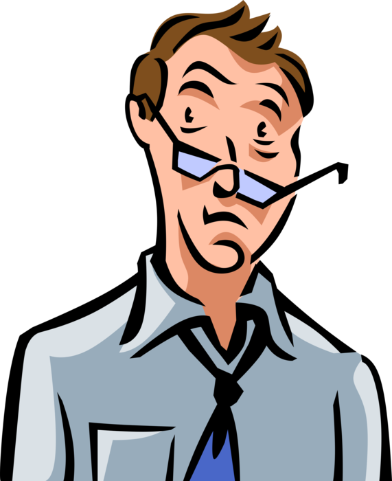 Vector Illustration of Frustrated Businessman Put Through the Mill Has Seen Better Days