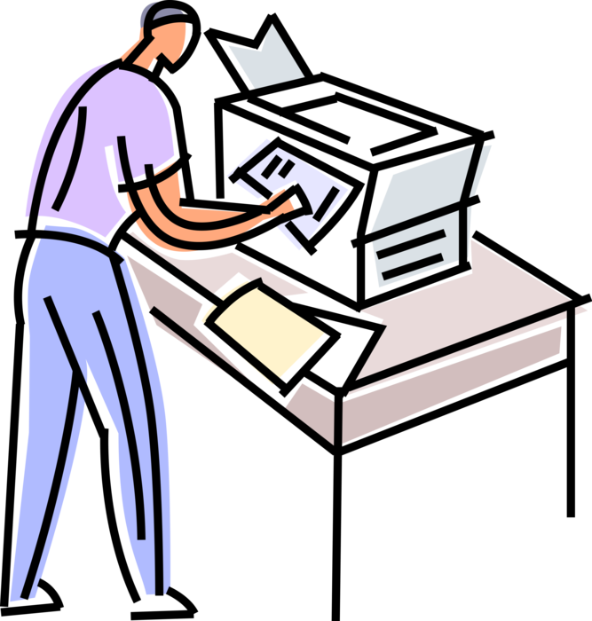 Vector Illustration of Office Photocopier Copies and Prints Documents