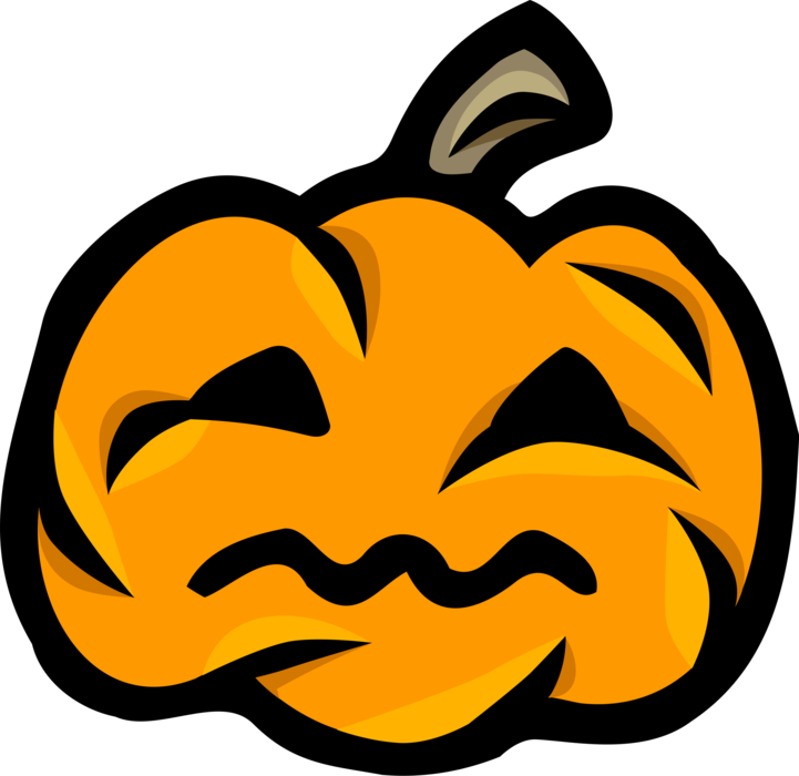 Vector Illustration of Halloween Carved Pumpkin Jack-o'-Lantern
