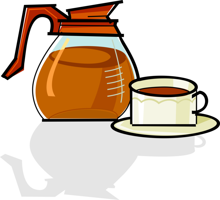 Vector Illustration of Coffee Pot and Cup of Coffee