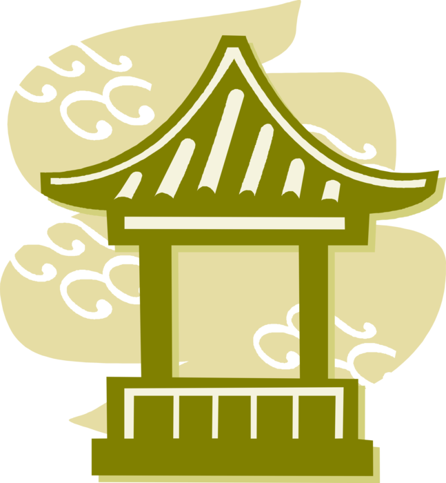 Vector Illustration of Oriental Chinese and Japanese Asian Pagoda Temple