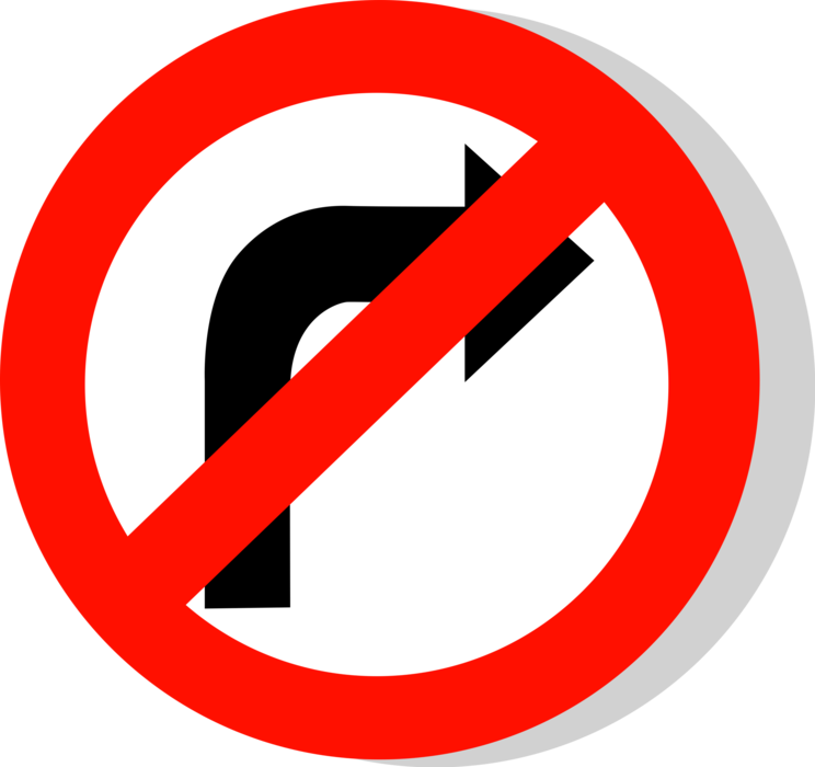Vector Illustration of European Union EU Traffic Highway Road Sign, No Right Turn
