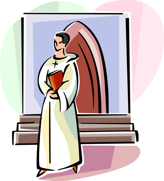 Vector Illustration of Roman Catholic Boy in France Wears White Cassock for First Communion
