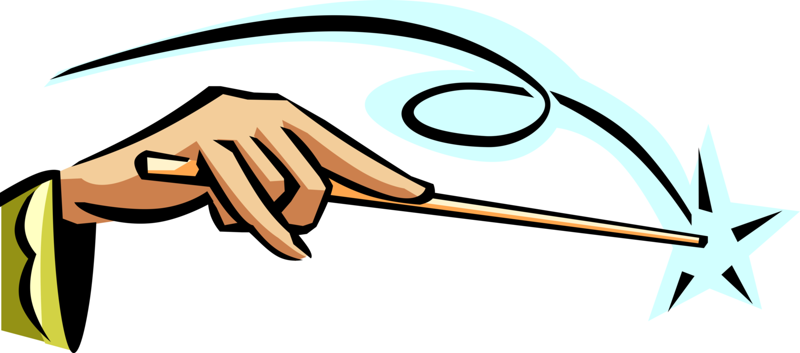 Vector Illustration of Magician's Hand Magic Wand Spell-Casting Tool