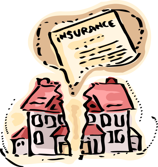 Vector Illustration of Homeowner's Private Residence Home Hazard Property Insurance Protects from Loss or Liability