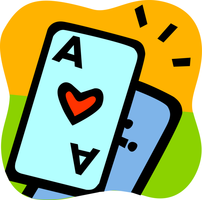 Vector Illustration of Ace of Hearts Casino and Gambling Games of Chance Playing Cards