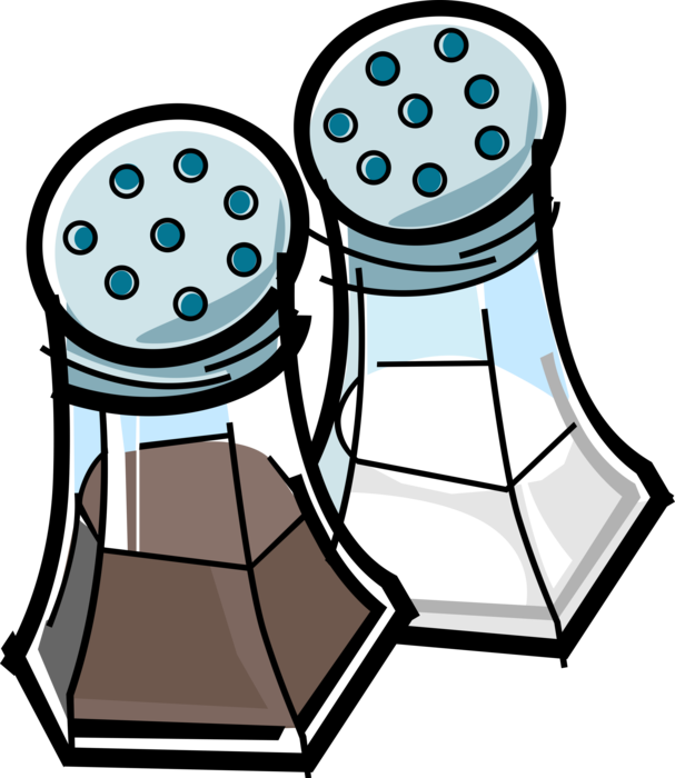 Vector Illustration of Kitchen Condiment Dispenser Salt and Pepper Shakers