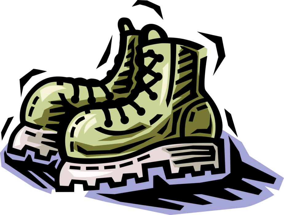 Vector Illustration of Hiker's Hiking Boots Footwear for Mountain Climbing and Hiking