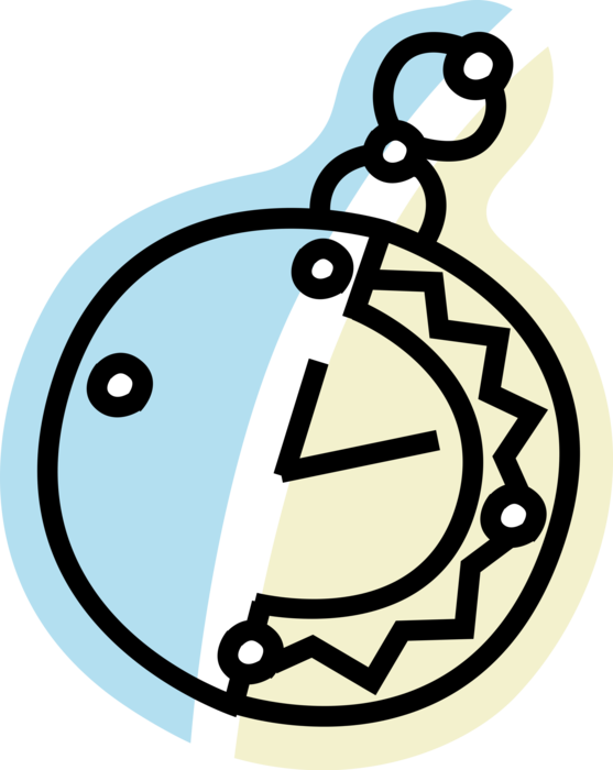 Vector Illustration of Pocket Watch or Pocketwatch Portable Timepiece Carried in Pocket