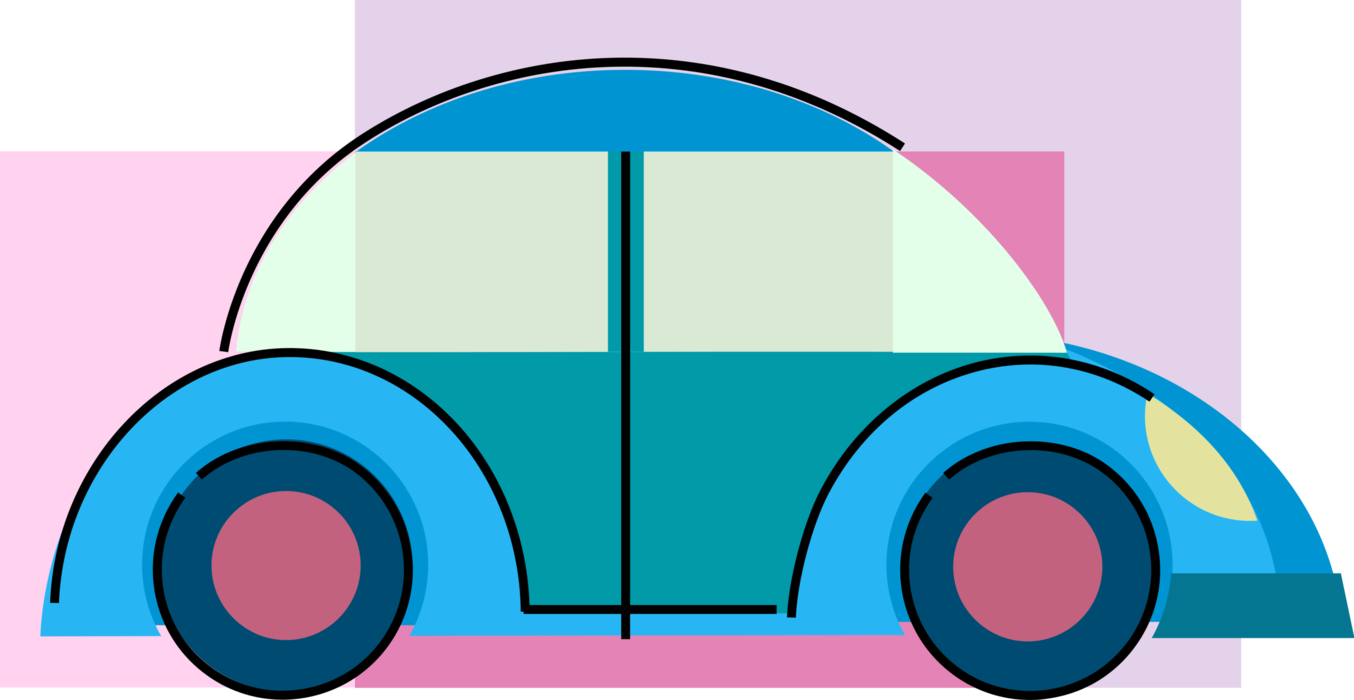 Vector Illustration of German Volkswagen Beetle Car Automobile Motor Vehicle 