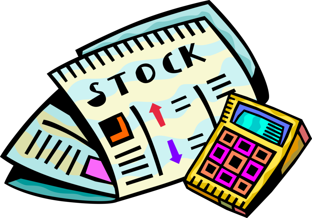 Vector Illustration of Financial News Stock Market Report Newspaper with Calculator Portable Electronic Device