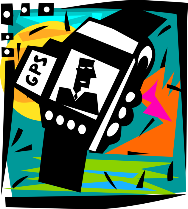 Vector Illustration of Smartwatch Wristwatch with GPS Global Positioning, Face-to-Face Videotelephony Communication
