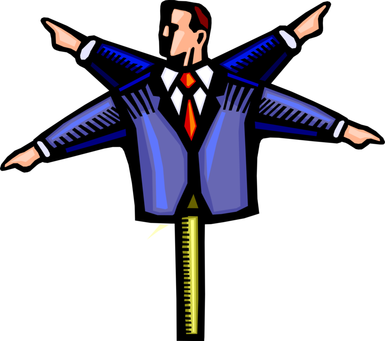Vector Illustration of Spinning Businessman Signpost with Business Course of Action Pointing Arms Point to Direction Options 