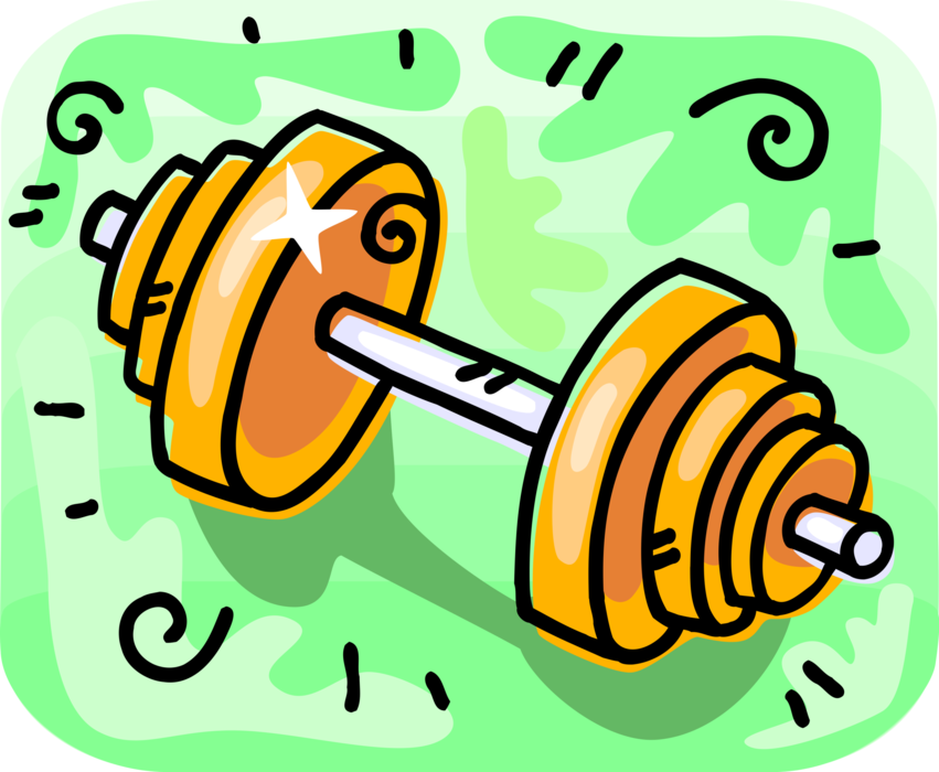 Vector Illustration of Physical Fitness Exercise Workout Weightlifting Barbell Weights