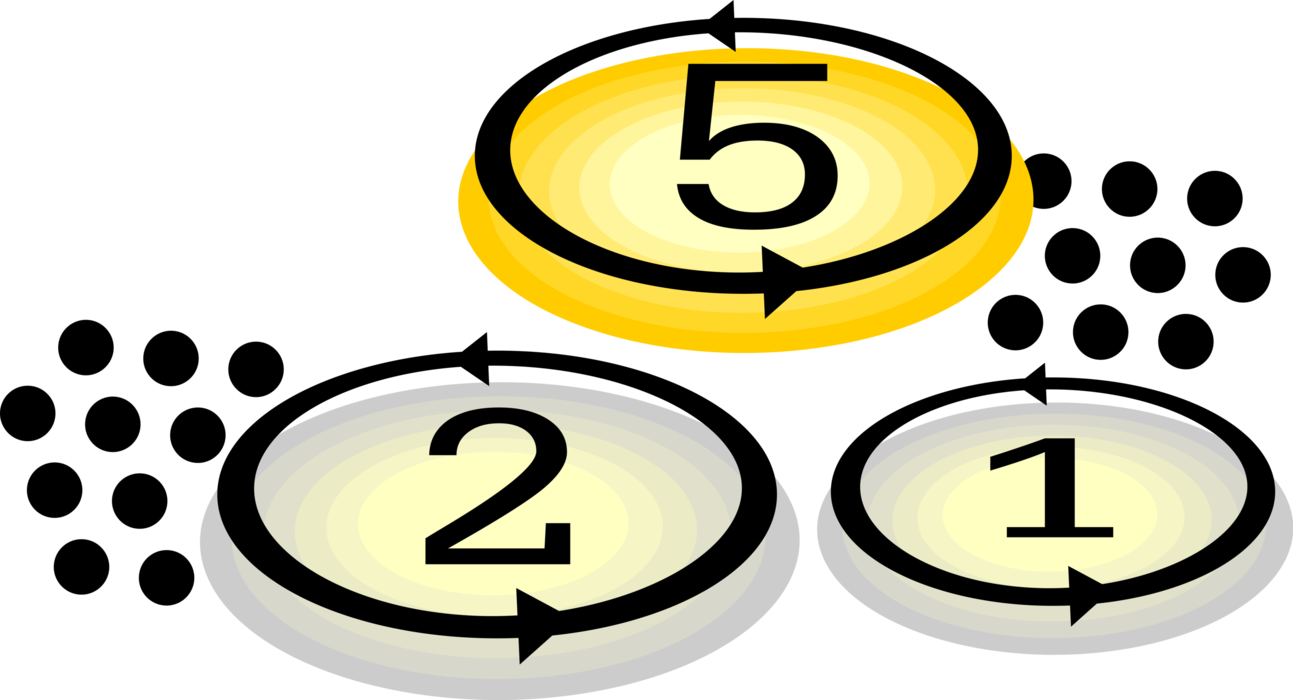 Vector Illustration of Valuable Metal Coins as Medium of Exchange or Legal Tender Money