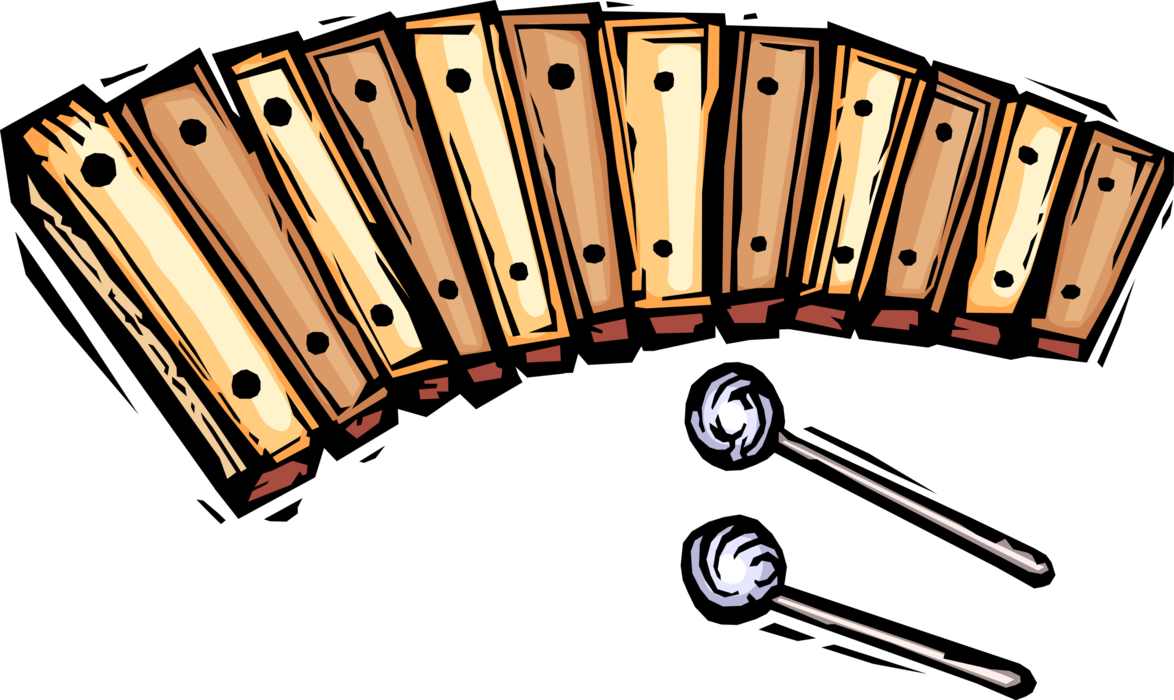 Vector Illustration of Xylophone Chromatic Musical Instrument