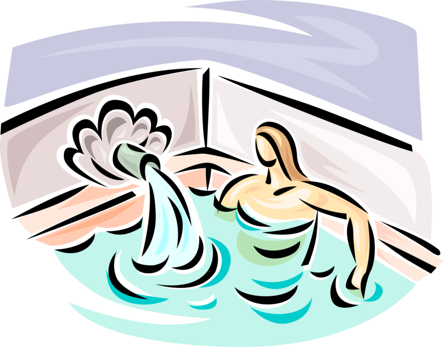 Vector Illustration of Hot Tub or Whirlpool Spa Jacuzzi Bath with Massaging Jets
