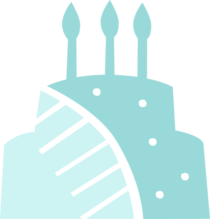 Vector Illustration of Sweet Dessert Baked Birthday Cake with Candles
