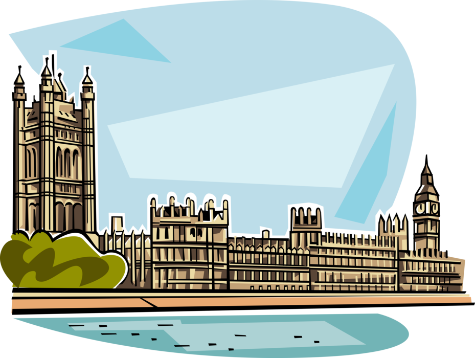 Vector Illustration of Palace of Westminster British Houses of Parliament, London, England, United Kingdom