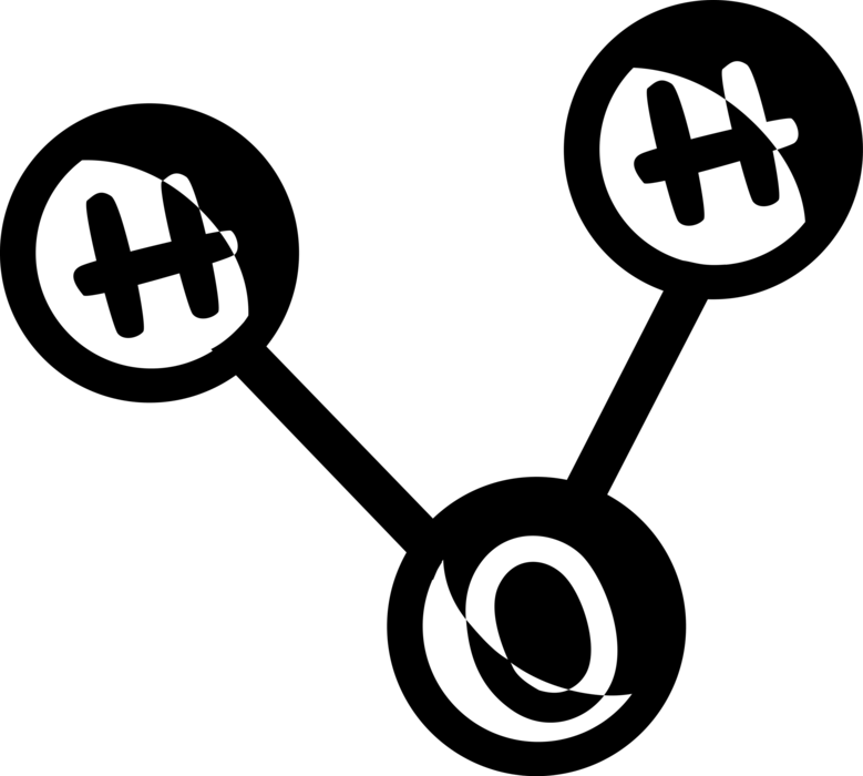 Vector Illustration of H2O Water Molecule Electrically Neutral Group Atoms Held Together by Chemical Bonds