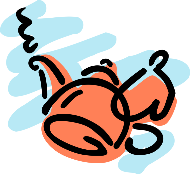 Vector Illustration of Teapot with Oven Mitt Insulated Glove