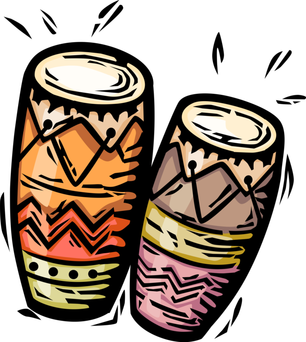 Vector Illustration of African Bongo Conga Drums Percussion Instrument