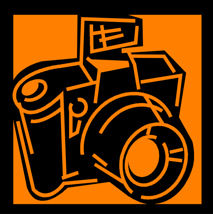 Vector Illustration of Optical Photography Camera Captures Photographic Images