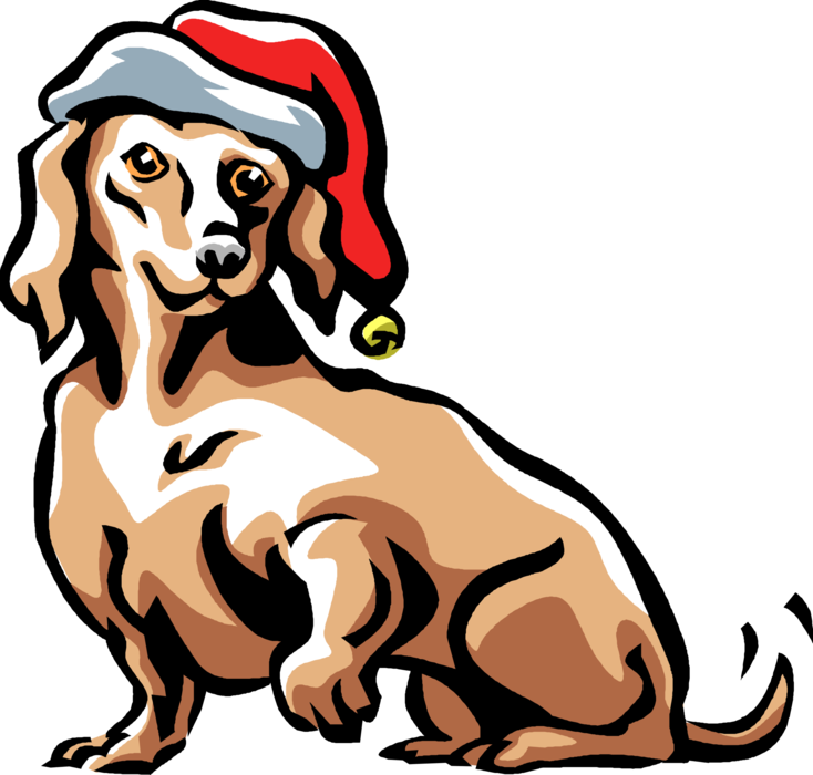 Vector Illustration of Family Pet Dog with Christmas Santa Hat