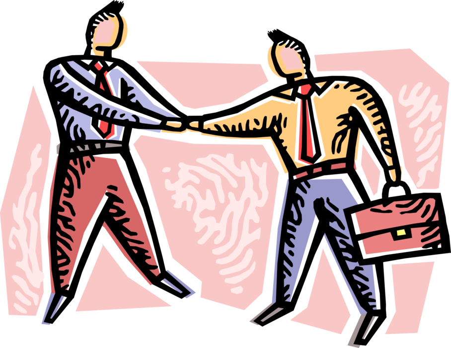 Vector Illustration of Business Associates in Handshake Introduction Greeting or Agreement Shaking Hands
