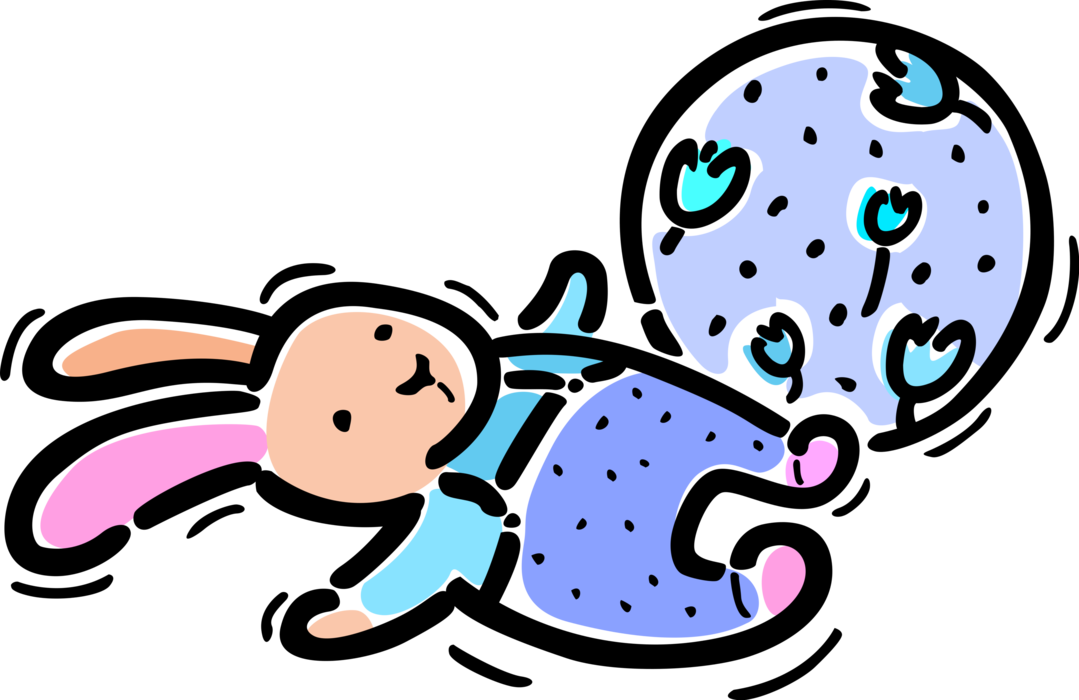 Vector Illustration of Newborn Infant Baby Toys Stuffed Animal Bunny Rabbit and Ball