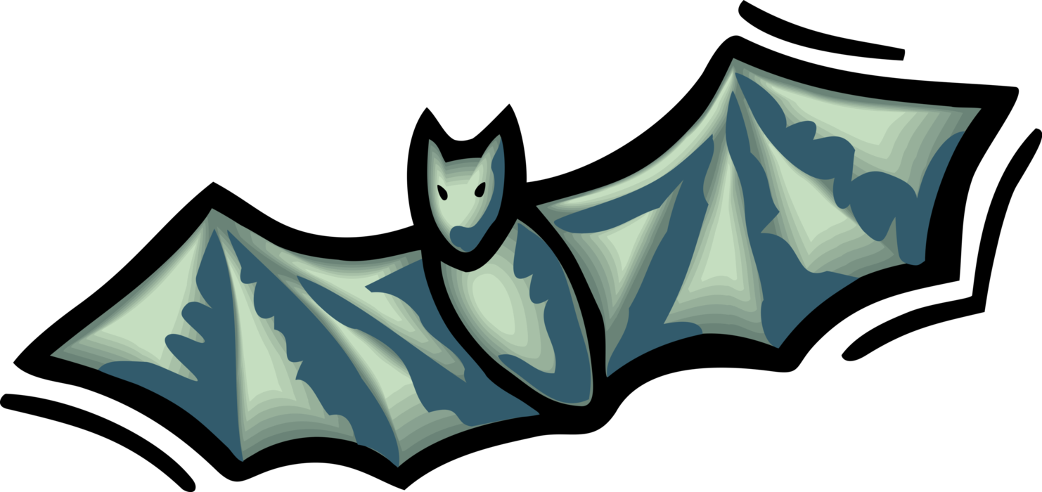 Vector Illustration of Halloween Bloodsucking Vampire Bat in Flight