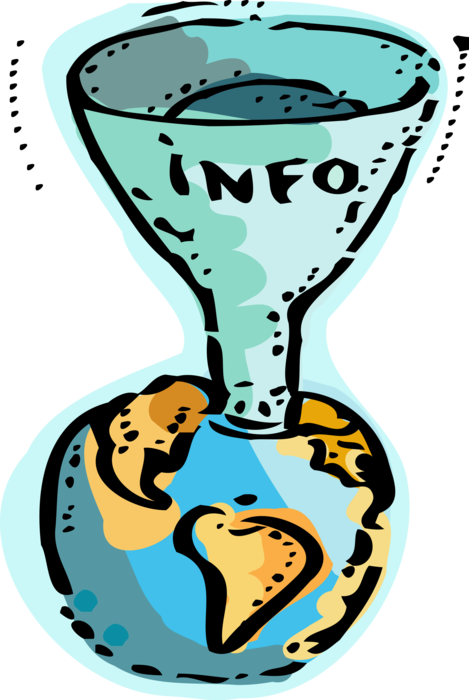 Vector Illustration of Information Funnel Made Available to World with Planet Earth Globe