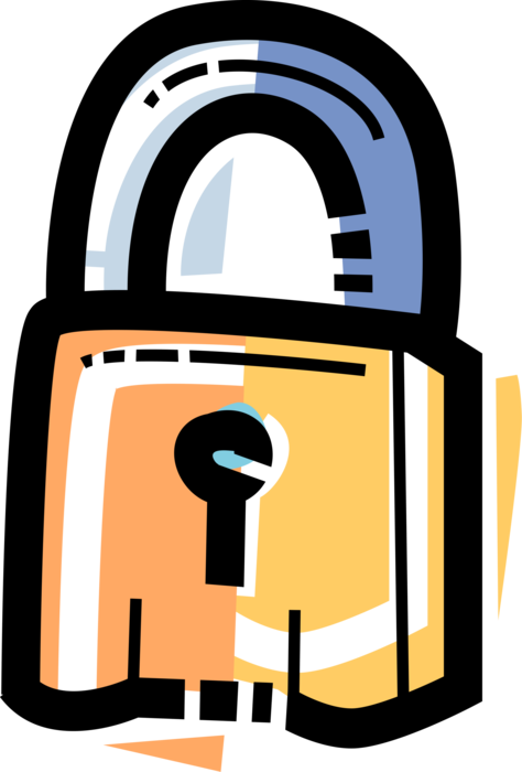 Vector Illustration of Locked Padlock Lock Mechanical Security Fastening Device