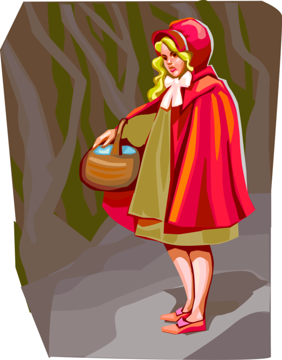 Vector Illustration of Fable Characters Based on Little Red Riding Hood Fable