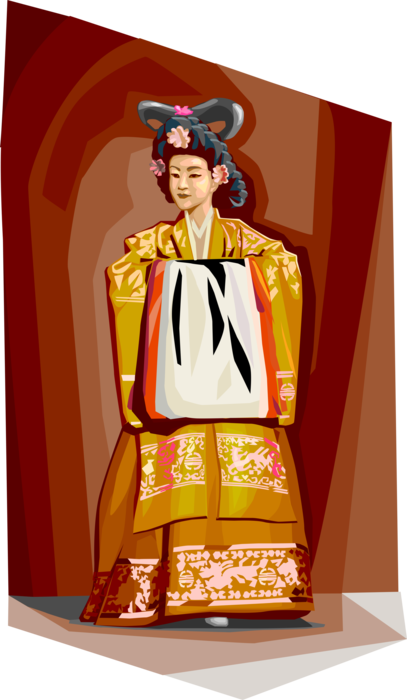 Vector Illustration of Korean Enthronement Ceremony of Inauguration to Phoenix Throne of Kings of Korea
