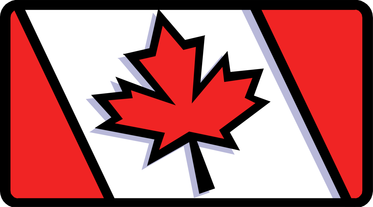 Vector Illustration of Canadian Canada Flag with Maple Leaf