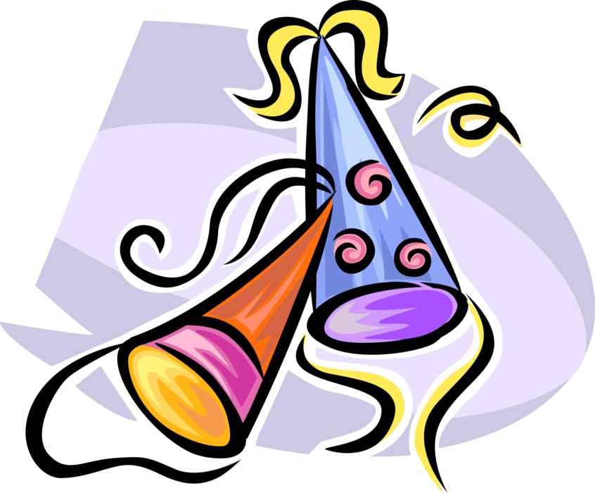 Vector Illustration of Party Celebration Hats Worn at New Years and Birthdays