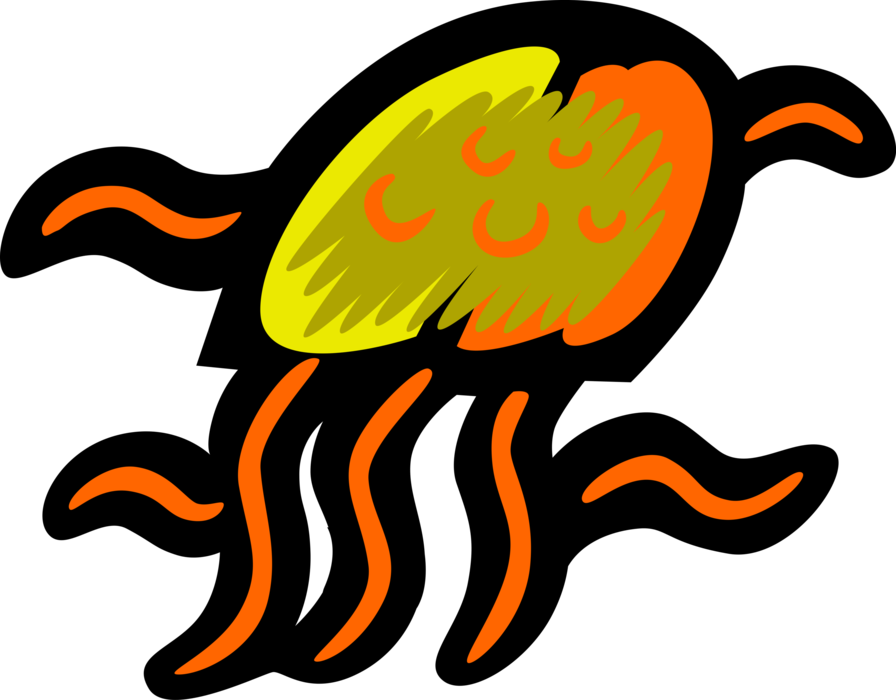 Vector Illustration of Aquatic Marine Gelatinous Jellyfish