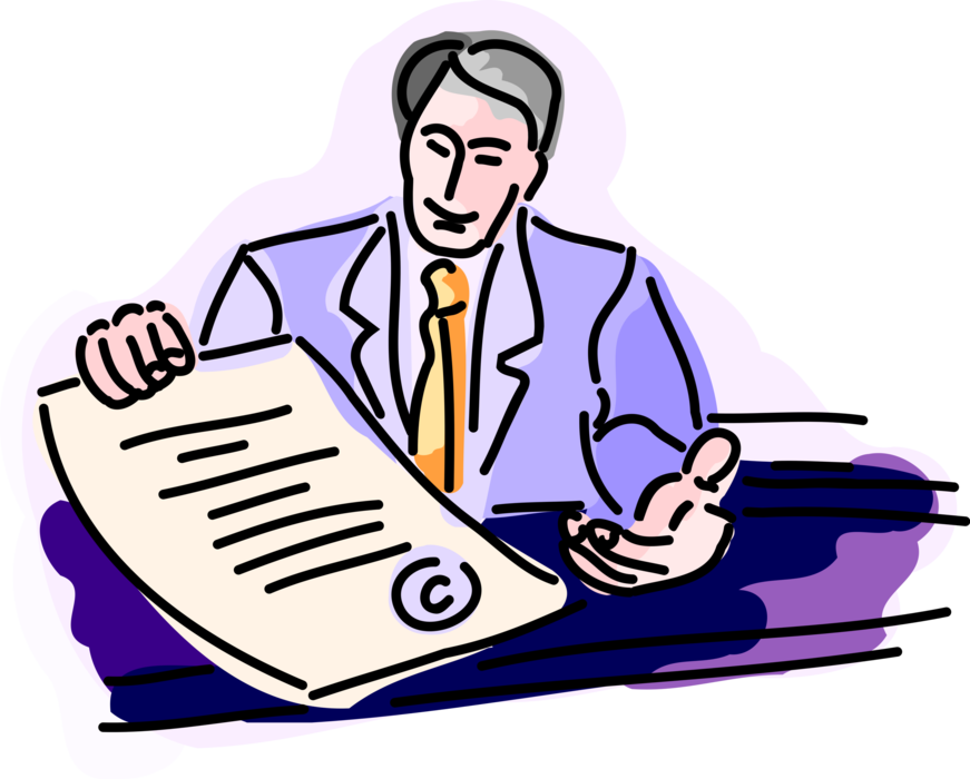Vector Illustration of Salesman Presents Contract Document for Signature