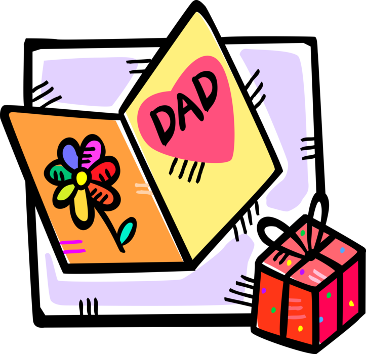 Vector Illustration of Father's Day Greeting Card and Gift Wrapped Present